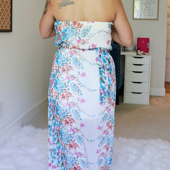 Foreign Exchange Blue and White Floral Maxi Dress - Picture 7 of 11